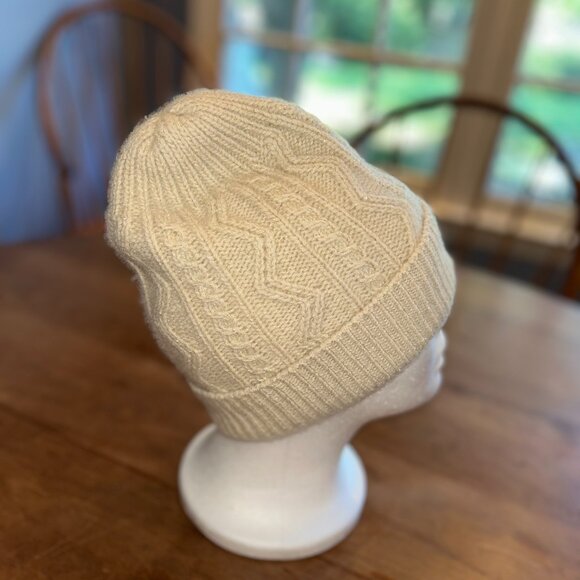 Portolana Cashmere Hat, Tan, Cables, Gold Flecks - Picture 1 of 6